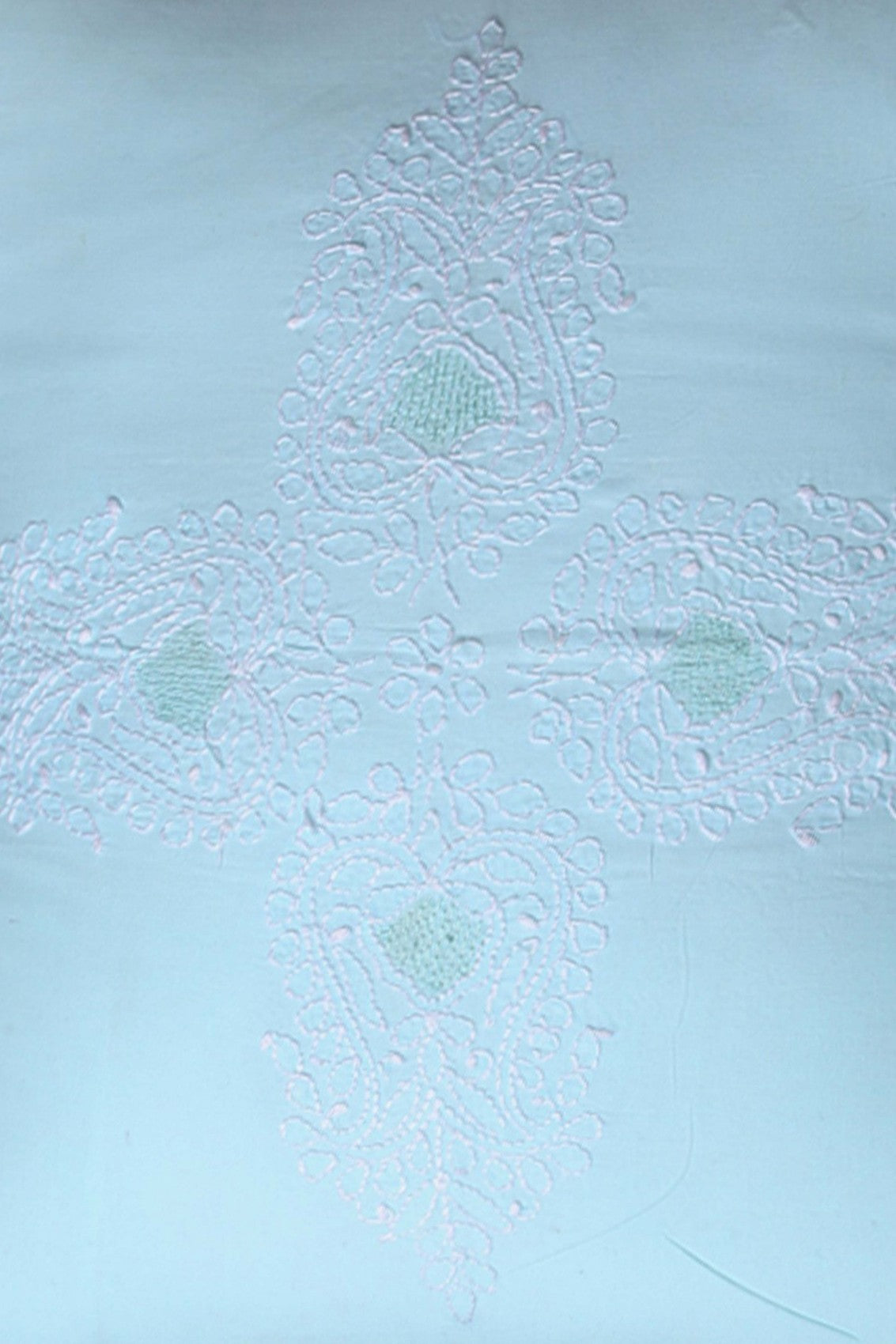 Ada Hand Embroidered Sky Blue Cotton Lucknowi Chikankari Cushion Cover Set of 2 01A122091
