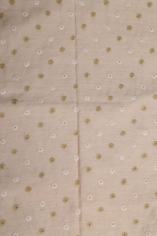 Ada Hand Embroidered Natural Fawn Tussar Silk Lucknowi Chikankari Table Runner A507448