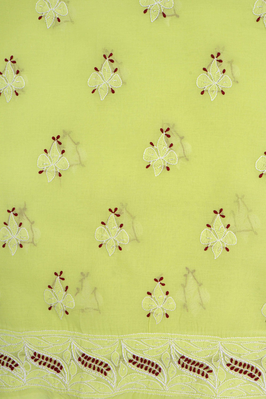 Ada Hand Embroidered Lemon Cotton Lucknowi Chikankari Unstitched Suit Piece With Pearl Work 01A148739