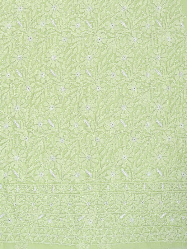 Ada Hand Embroidered Lizard Green Georgette Lucknowi Chikankari Unstitched Suit Piece 01A209281
