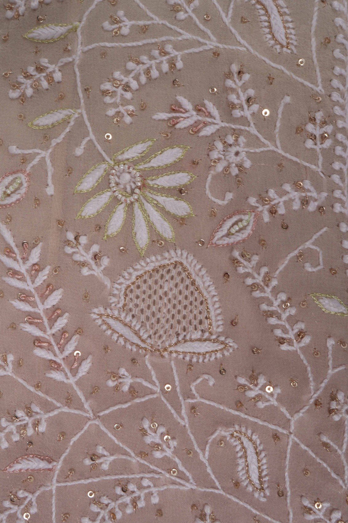 Ada Hand Embroidered Pistachio Green Ombre shade Georgette Lucknowi Chikankari Semi-Stitched Anarkali Kurta Dupatta Set With Pearl Work 01A243869