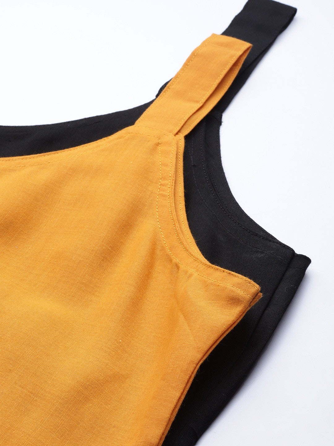 Ada Black and Mustard Cotton Short Slips Combo of 2 A111152.
