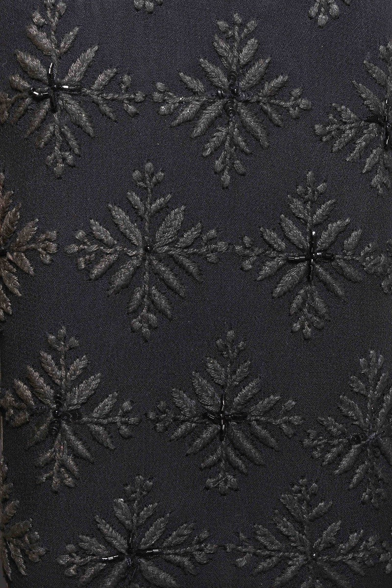 Ada Hand Embroidered Black Pure Georgette Lucknow Chikankari Clutch -A358234