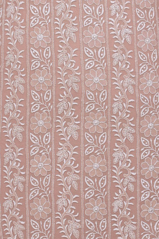Ada Hand Embroidered Onion Pink Pure Georgette Lucknowi Chikan Unstitched Suit Piece A37008