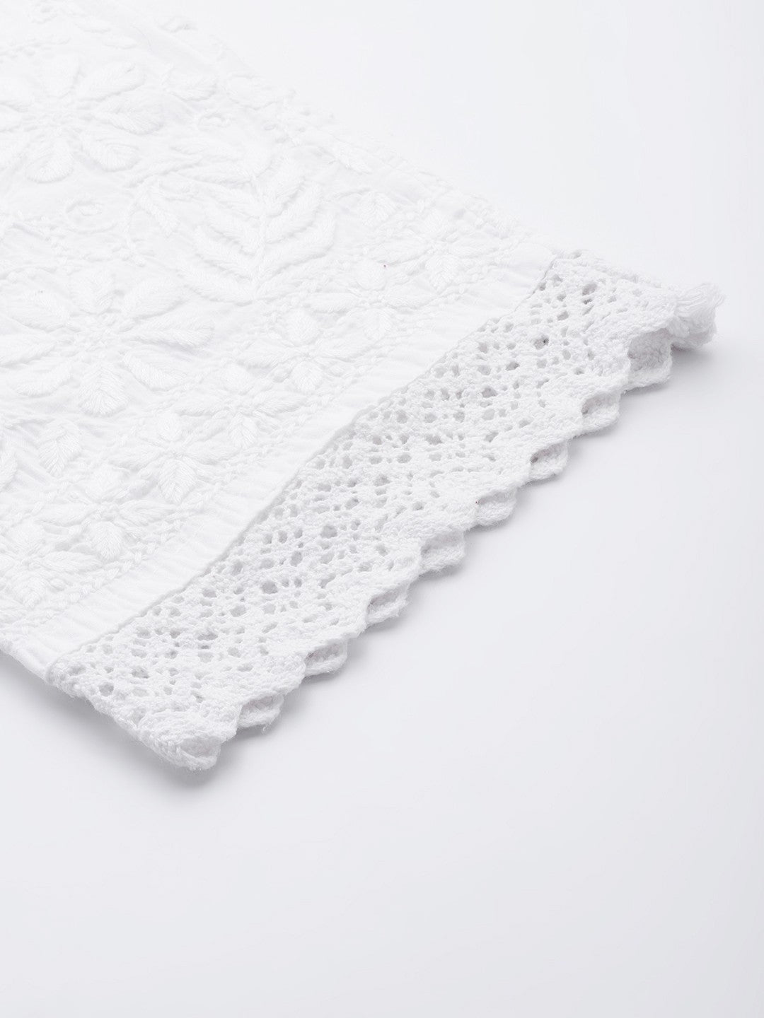 Ada Hand Embroidered White Cotton Lucknowi Chikankari Palazzo A711152