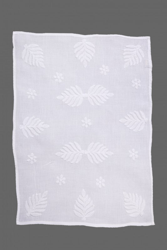 Ada Hand Embroidered White Cotton Lucknowi Chikankari Dining Table Placemat Set A359892