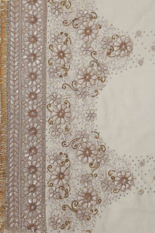 Ada Hand Embroidered Cameo Pink/Cream Pure Georgette Lucknowi Chikankari Lehenga Set With Gota patti Work– A574997