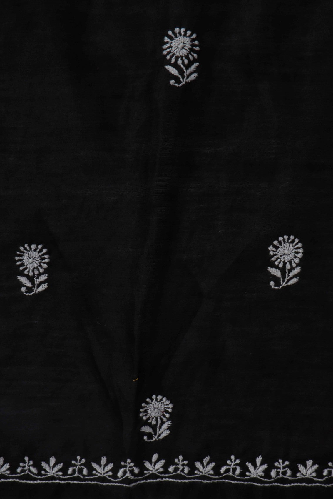 Ada Hand Embroidered Black Chanderi Lucknowi Chikankari Semi-Stitched Anarkali Kurta Dupatta Set 01A216284