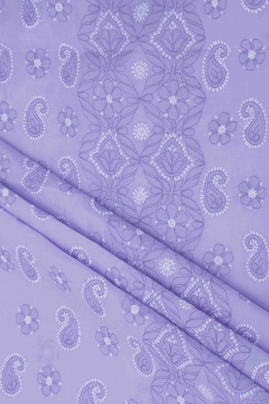 Ada Hand Embroidered Mauve Cotton Lucknowi Chikan Unstitched Suit Piece–A100169
