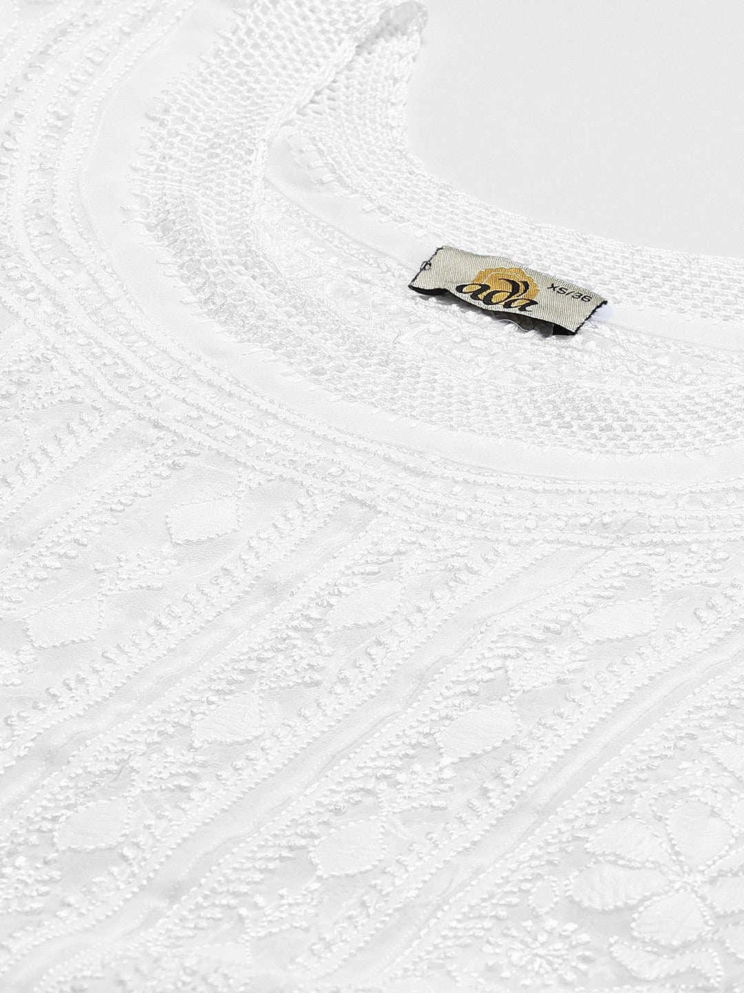 Ada Hand Embroidered White Georgette Lucknowi Chikankari Anarkali A-line Kurta A411205
