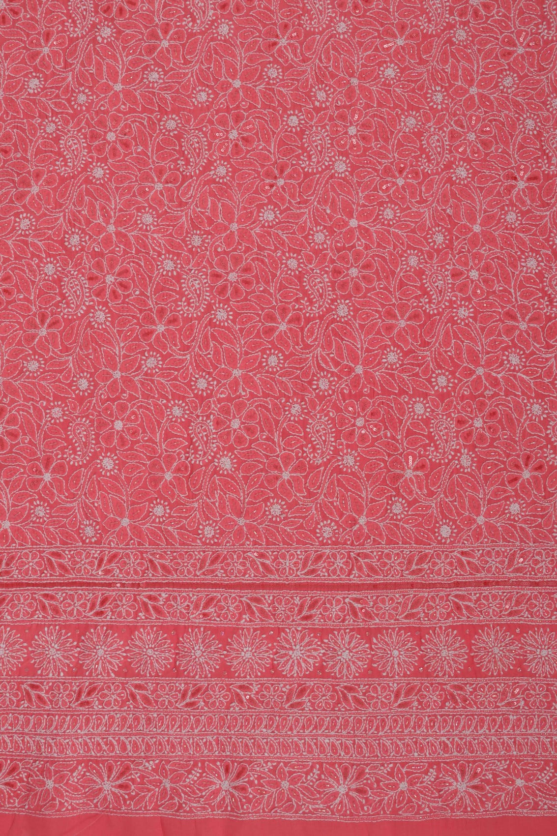 Ada Hand Embroidered Pink Cotton Lucknowi Chikankari Unstitched Suit Piece With Cutdana Work 01A213973