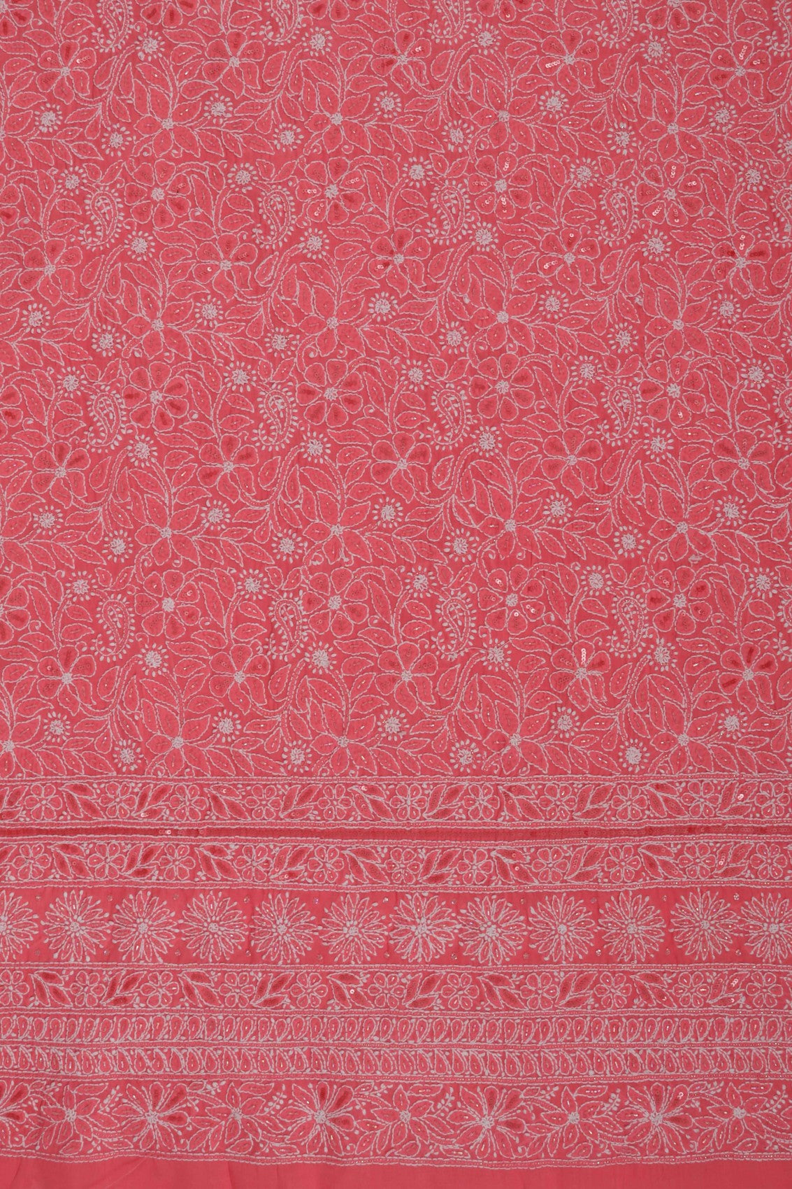 Ada Hand Embroidered Pink Cotton Lucknowi Chikankari Unstitched Suit Piece With Cutdana Work 01A213973