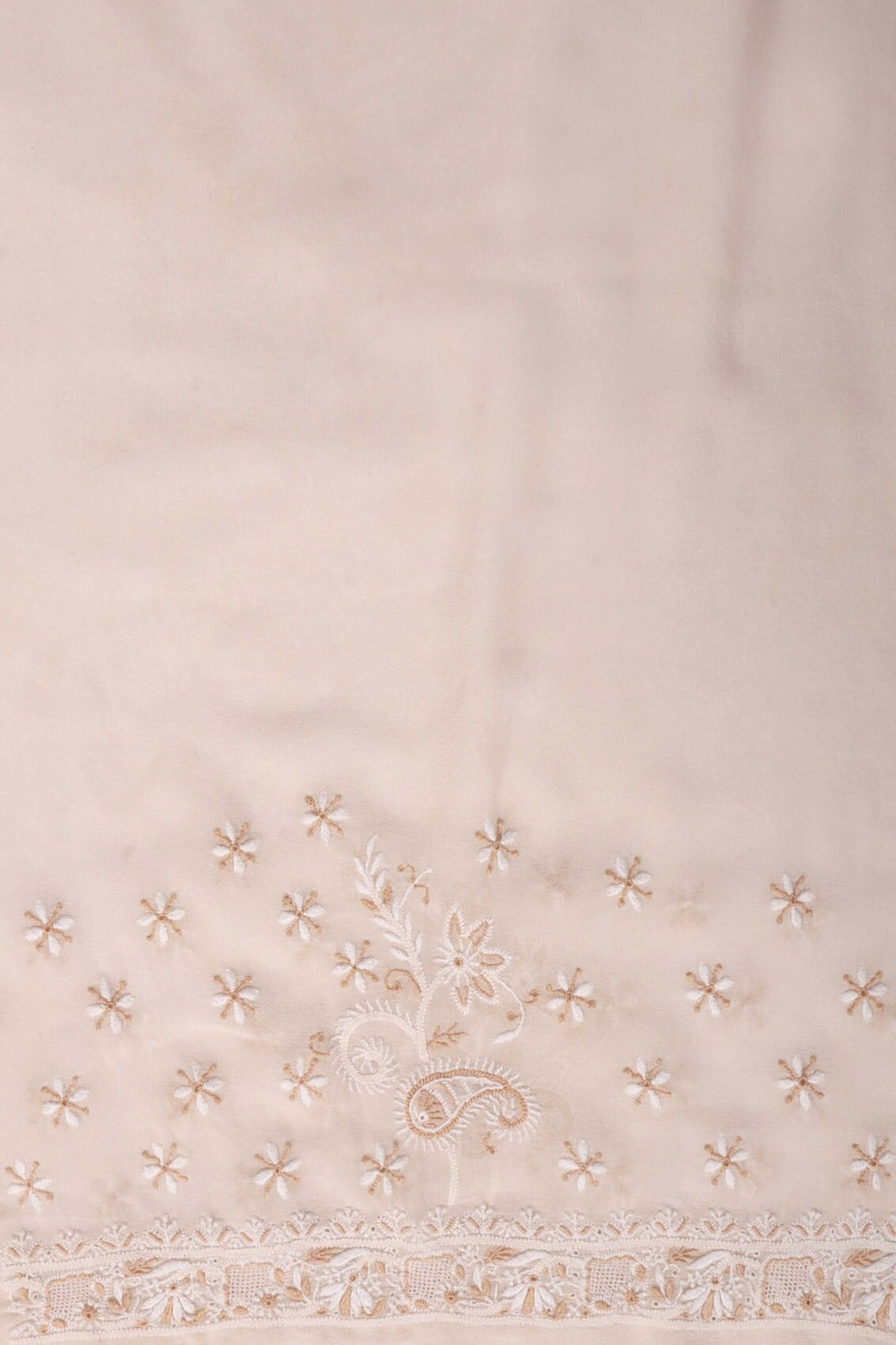 Ada Hand Embroidered Cream Pure Georgette Lucknowi Chikankari Saree with Blouse A275184