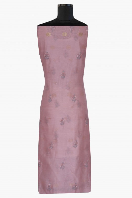 Ada Hand Embroidered Lavender Chanderi Lucknowi Chikan Unstitched Kurta Dupatta Set A622154