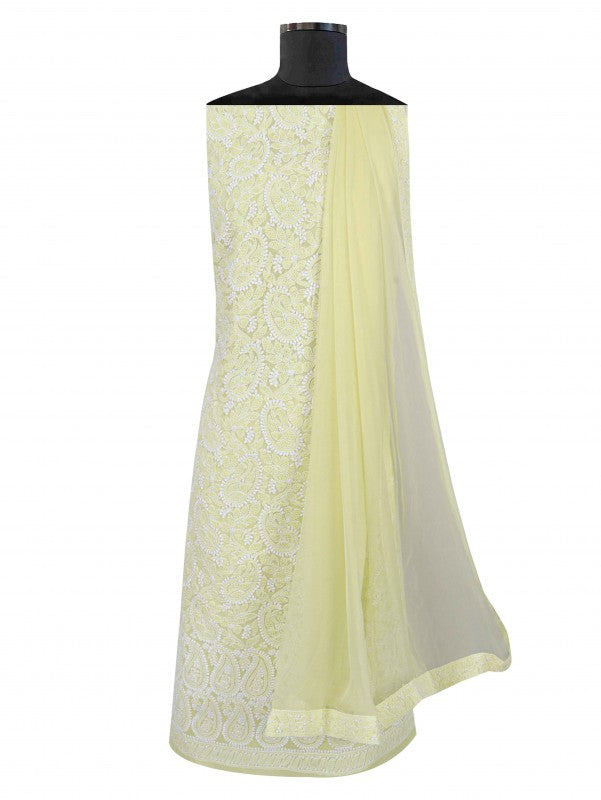 Ada Hand Embroidered Lemon Cotton Lucknowi Chikankari Unstitched Suit Piece 01A197630