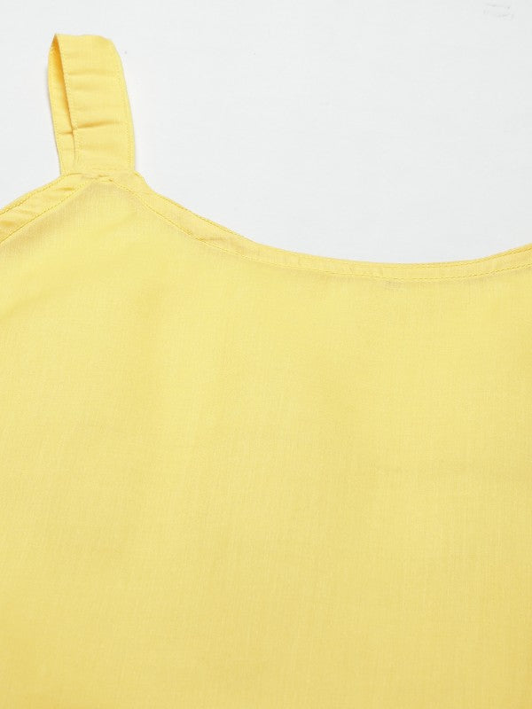 Ada Hand Embroidered Yellow Georgette Lucknowi Chikankari Flared Kurti With Slip A911145