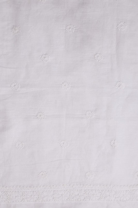 Ada Hand Embroidered White Cotton Lucknowi Chikankari Men's Kurta Piece A617080