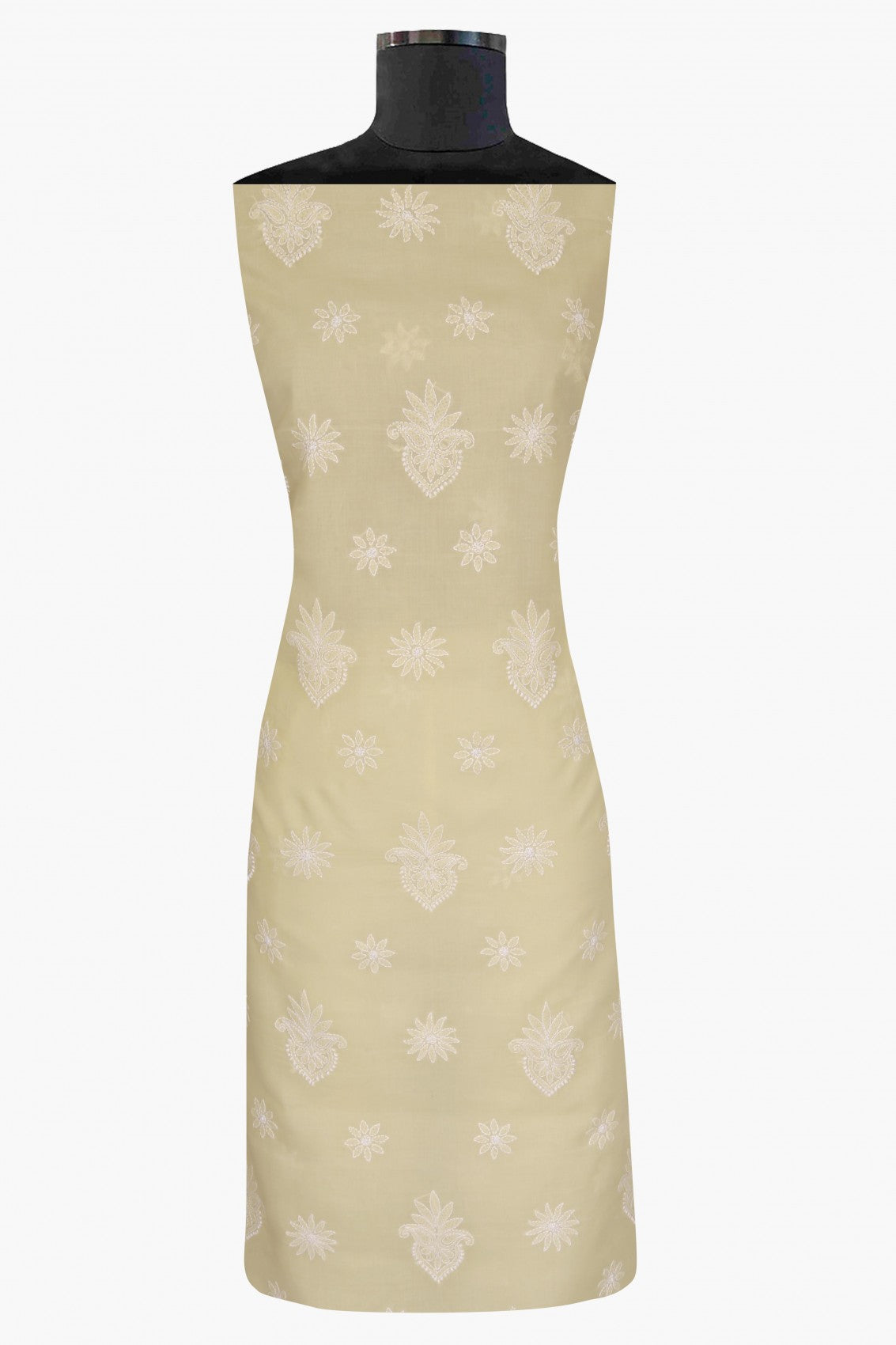 Ada Hand Embroidered Fawn Cotton Lucknowi Chikankari Unstitched Suit Piece A211205
