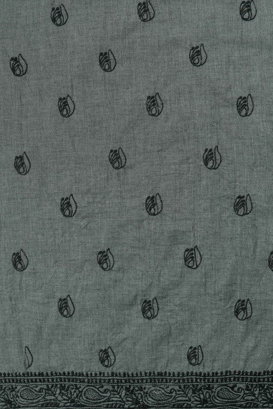 Ada Hand Embroidered Grey Cotton Lucknowi Chikankari Men's Kurta Piece A618565