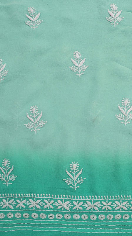 Ada Hand Embroidered Sea Green Pure Georgette Lucknowi Chikan Unstitched Suit Piece A576804