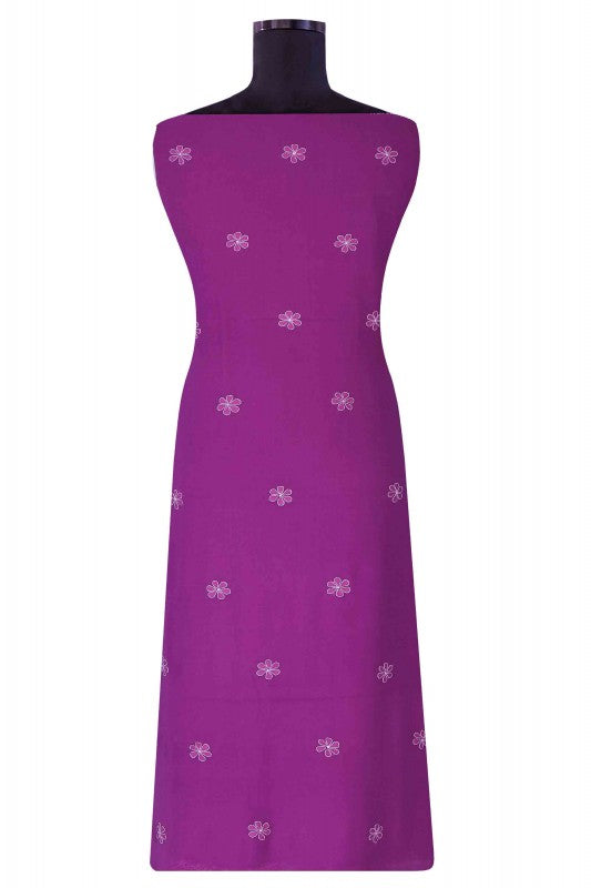 Ada Hand Embroidered Purple Pure Georgette Lucknowi Chikan Unstitched Suit Piece-A478439