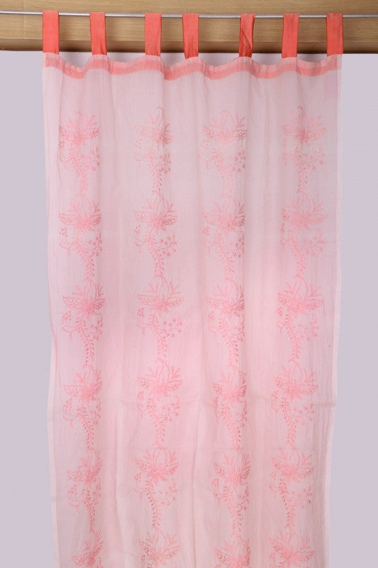 Ada Hand Embroidered Pink Kota Lucknowi Chikankari Curtain A37799