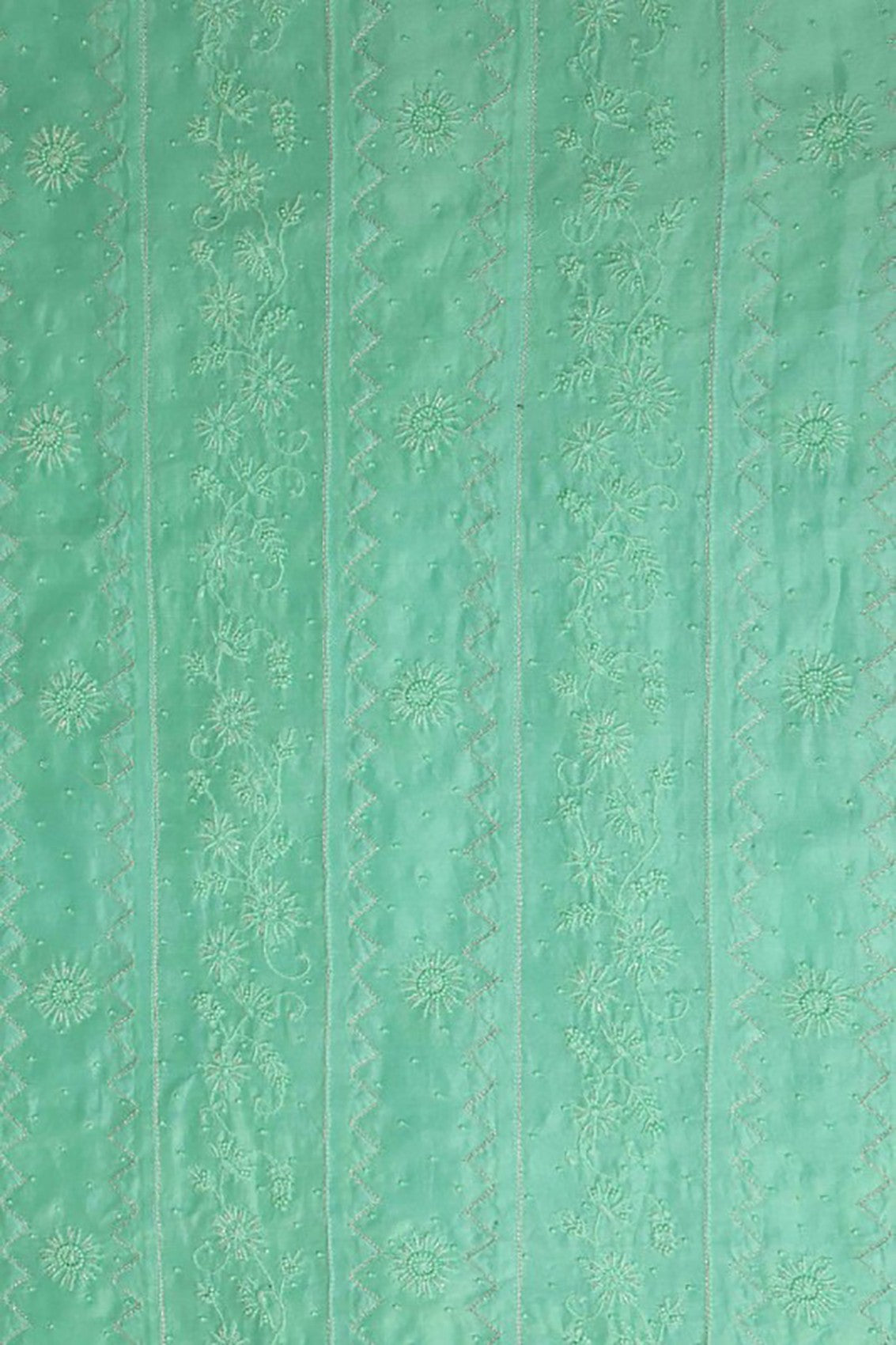 Ada Hand Embroidered Sea Green Chanderi Lucknowi Chikankari Unstitched Kurta Dupatta Set With Pearl Work A497227