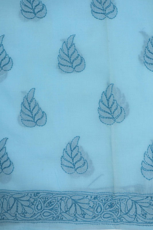 Ada Hand Embroidered Sky Blue Cotton Lucknowi Chikan Unstitched Suit Piece A580733