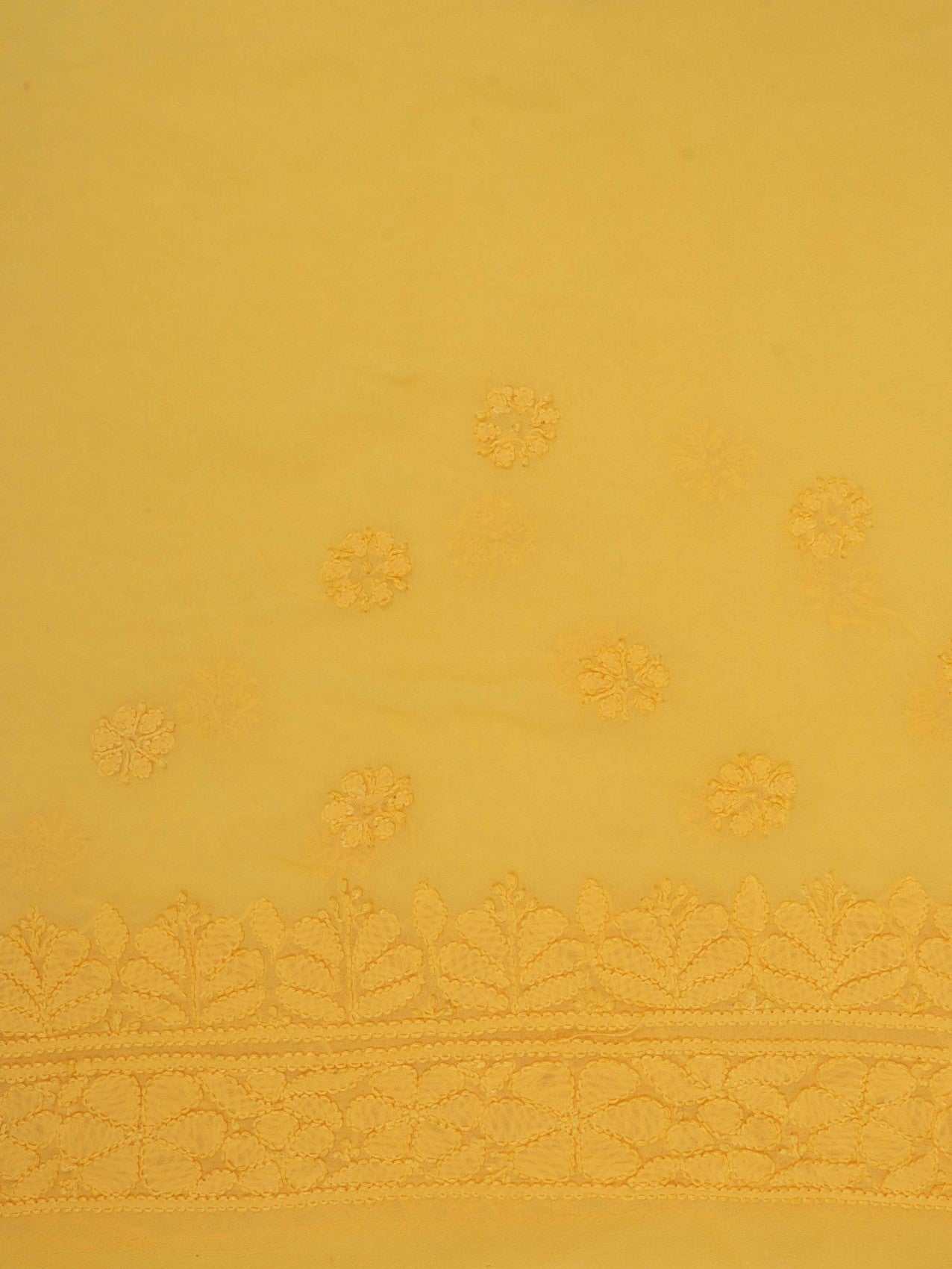 Ada Hand Embroidered Yellow Georgette Lucknowi Chikankari Saree With Blouse 01A131010