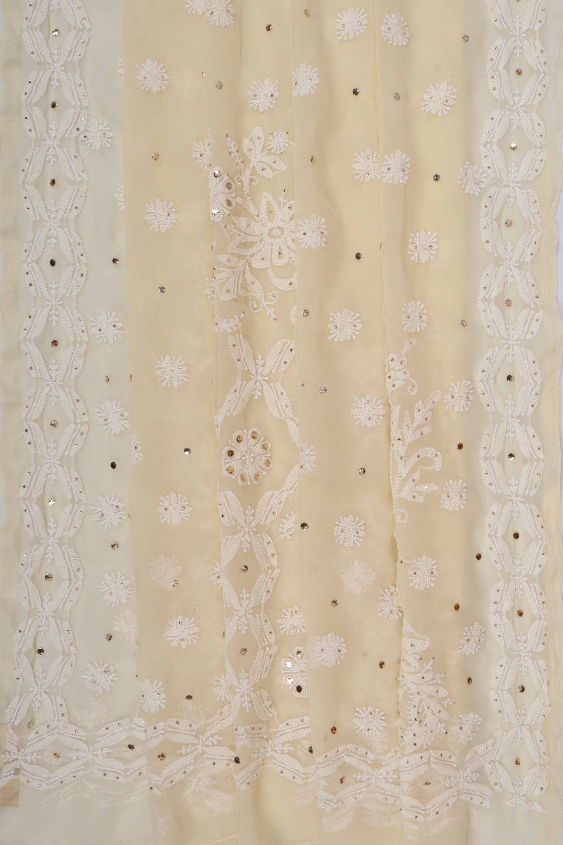 Ada Hand Embroidered Fawn Georgette Lucknowi Chikankari Saree/Blouse With Muqaish Work A516684