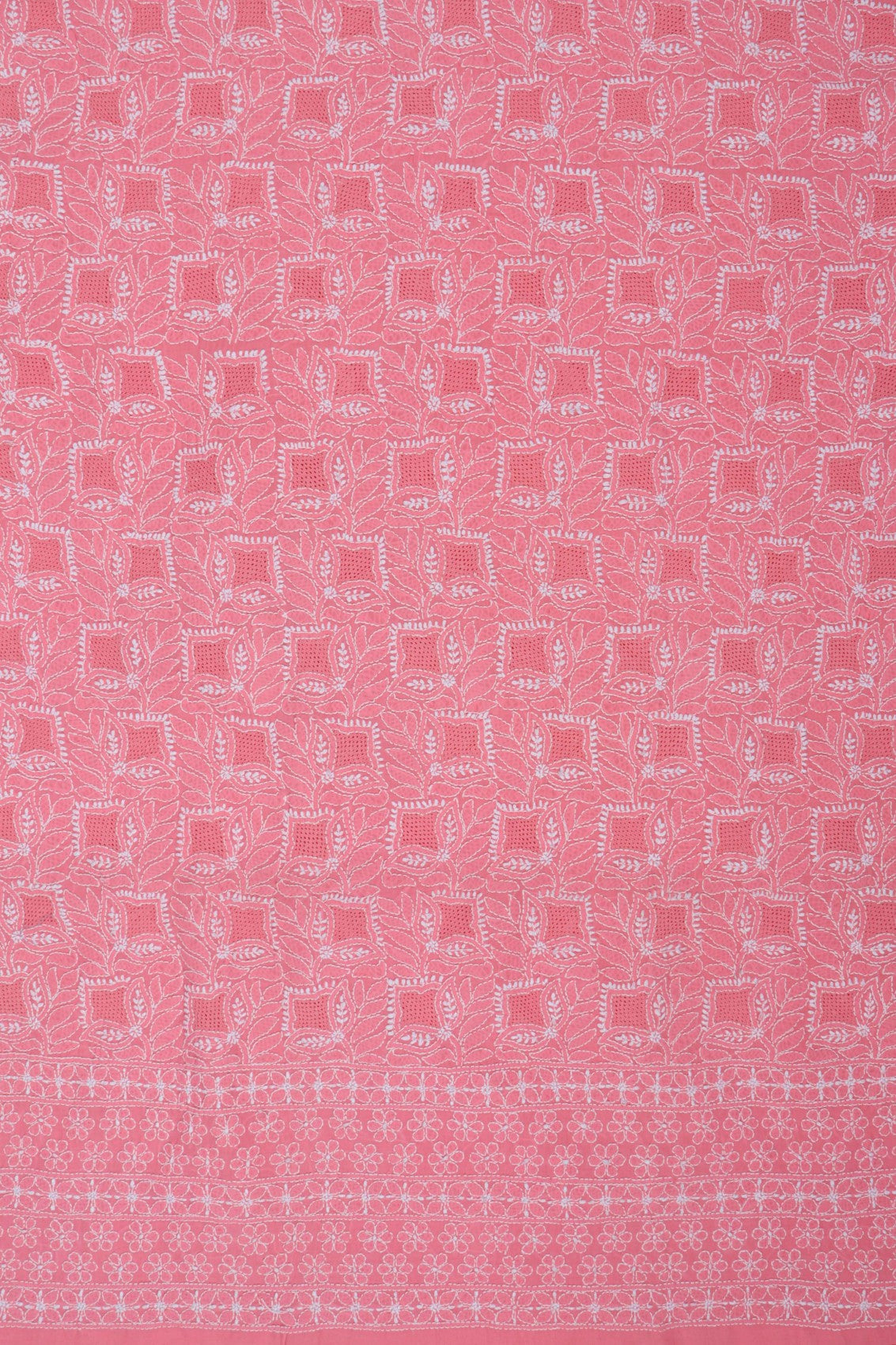 Ada Hand Embroidered Pink Cotton Lucknowi Chikankari Unstitched Suit Piece 01A23696