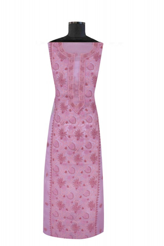Ada Hand Embroidered Mauve Organza Lucknowi Chikankari Unstitched Kurta Dupatta Set 01A172424