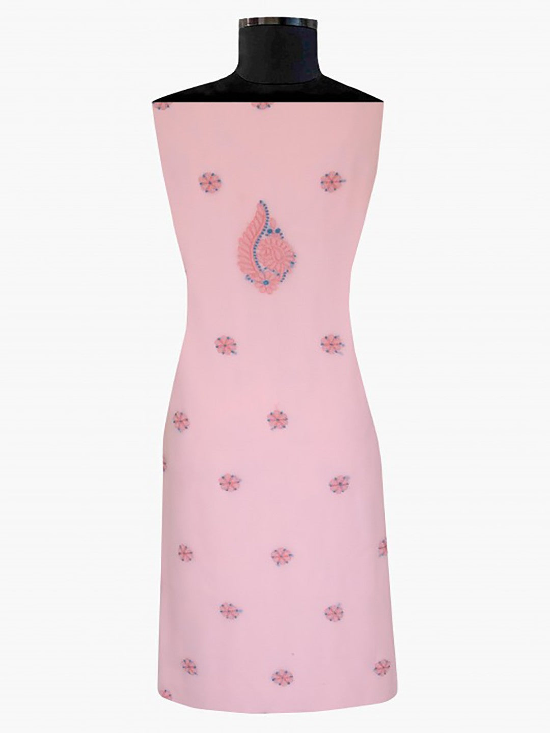 Ada Hand Embroidered Baby Pink Georgette Lucknowi Chikan Unstitched Suit Piece A211188