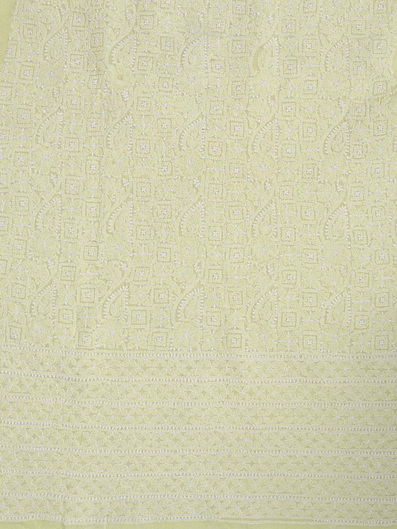 Ada Hand Embroidered Lemon Cotton Lucknowi Chikankari Unstitched Suit Piece 01A184367