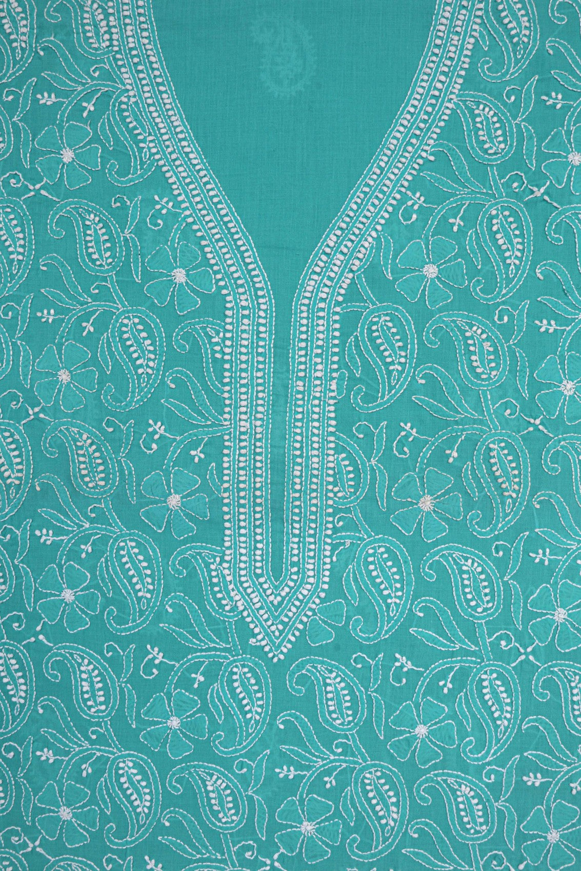 Ada Hand Embroidered Green Cotton Lucknowi Chikankari Unstitched Suit Piece A50605
