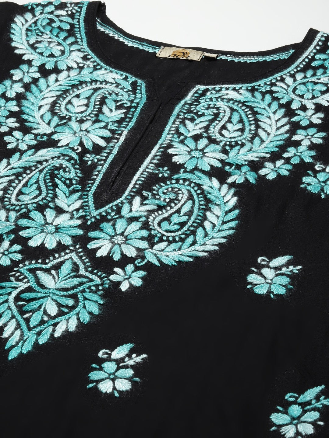 Ada Hand Embroidered Black Cotton Lucknow Chikankari Kurta A411279