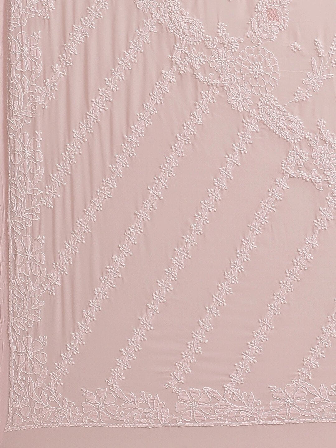 Ada Hand Embroidered Baby Pink Georgette Lucknow Chikan Saree with Blouse A183623