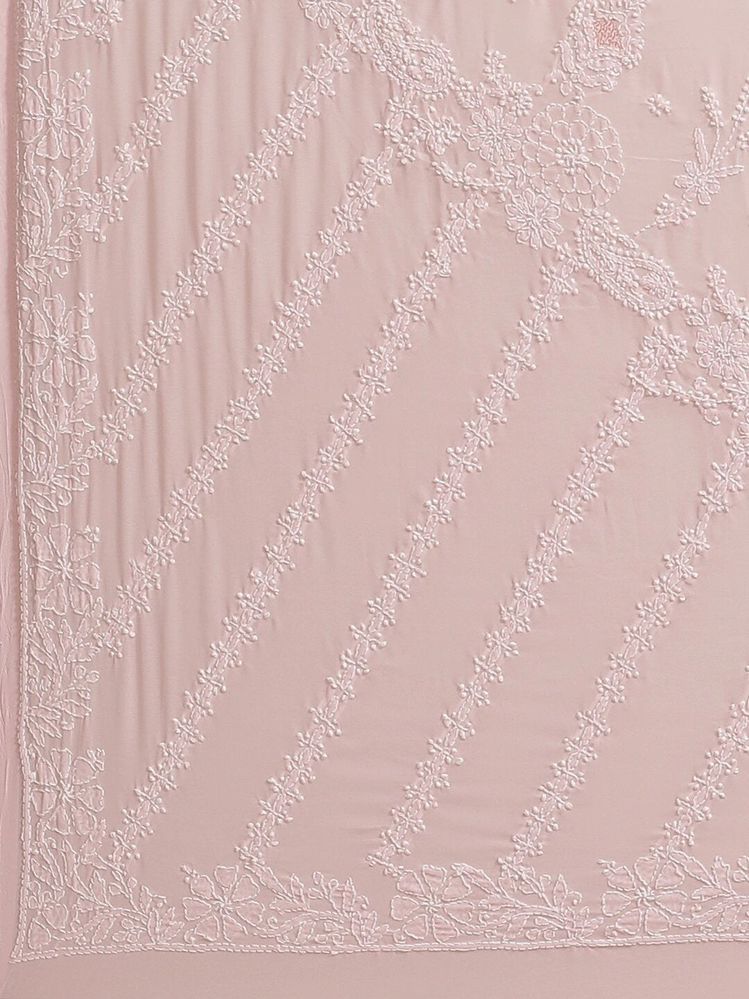 Ada Hand Embroidered Baby Pink Georgette Lucknow Chikan Saree with Blouse A183623