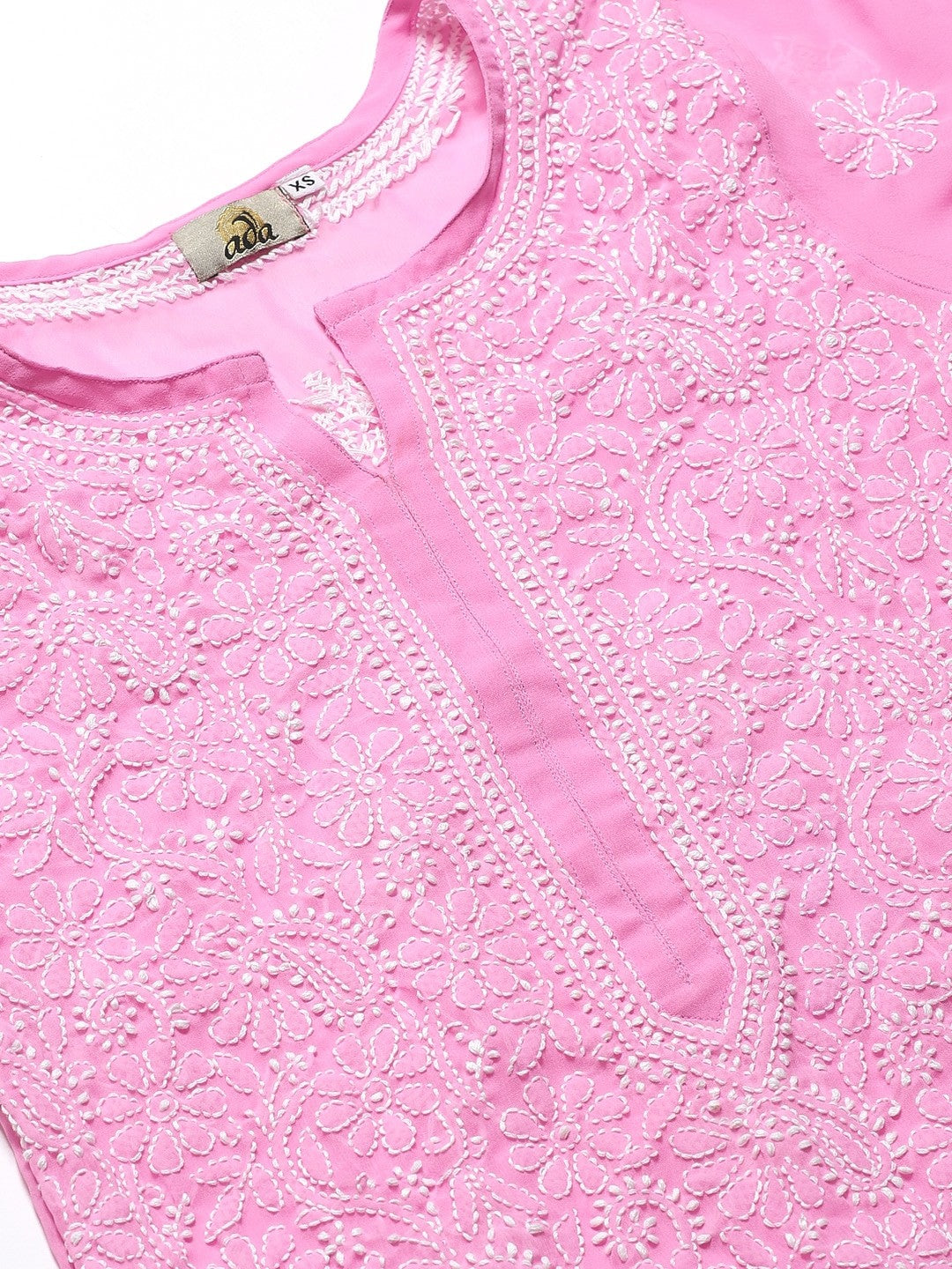 Ada Hand Embroidered Pink Georgette Lucknowi Chikankari Kurta with Palazzo Set A100404