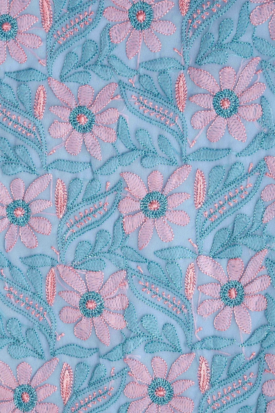 Ada Hand Embroidere Blue Georgette Lucknowi Chikan Unstitched Kurta Piece A611836