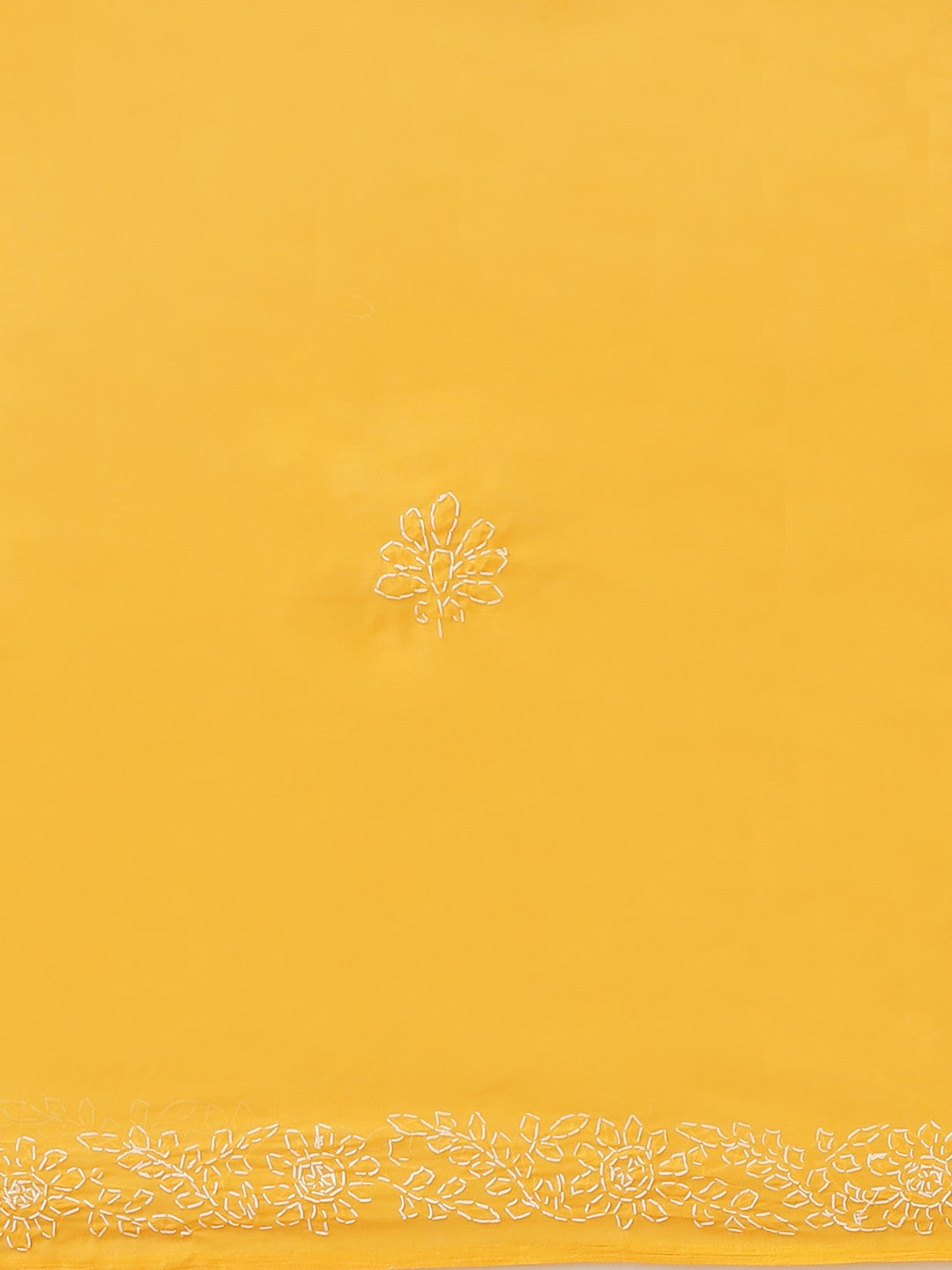 Ada Hand Embroidered Yellow Cotton Lucknow Chikan Saree With Blouse A100541