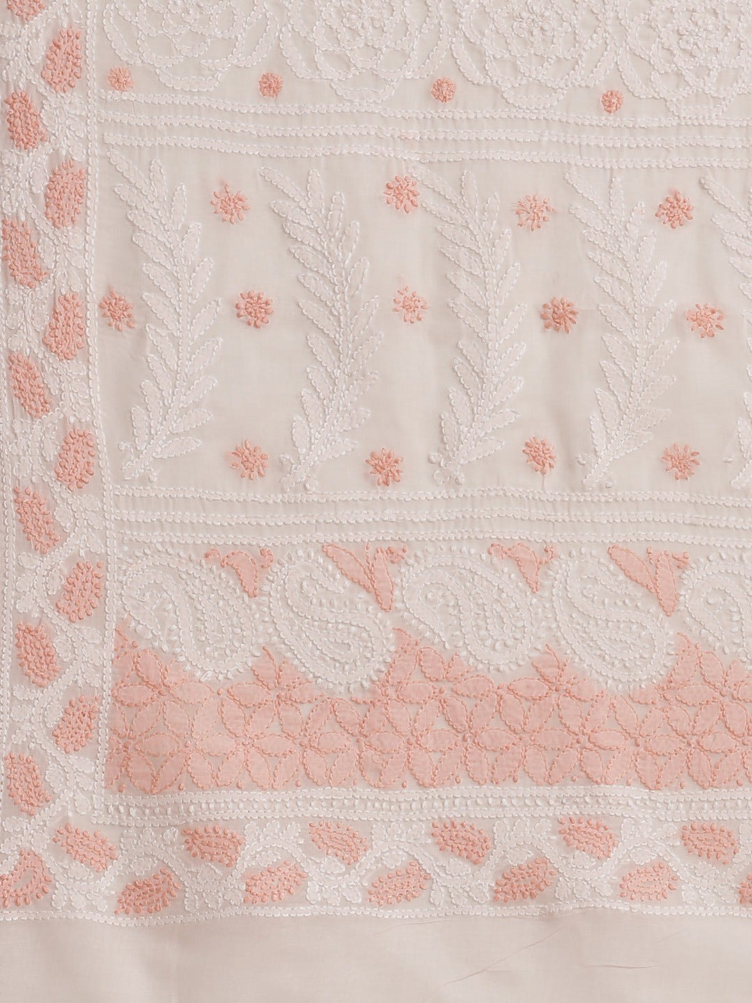 Ada Hand Embroidered Pink Cotton Lucknow Chikan Saree With Blouse A311320