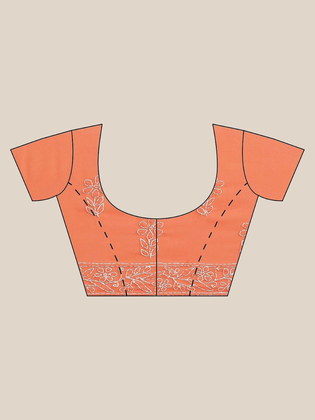 Ada Hand Embroidered Orange Georgette Lucknow Chikan Saree With Blouse- A311134