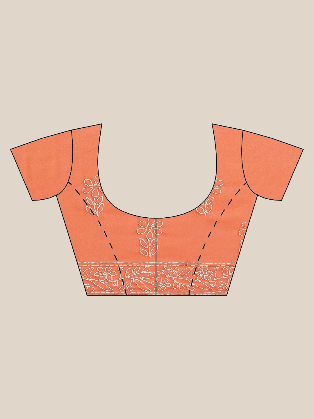 Ada Hand Embroidered Orange Georgette Lucknow Chikan Saree With Blouse- A311134