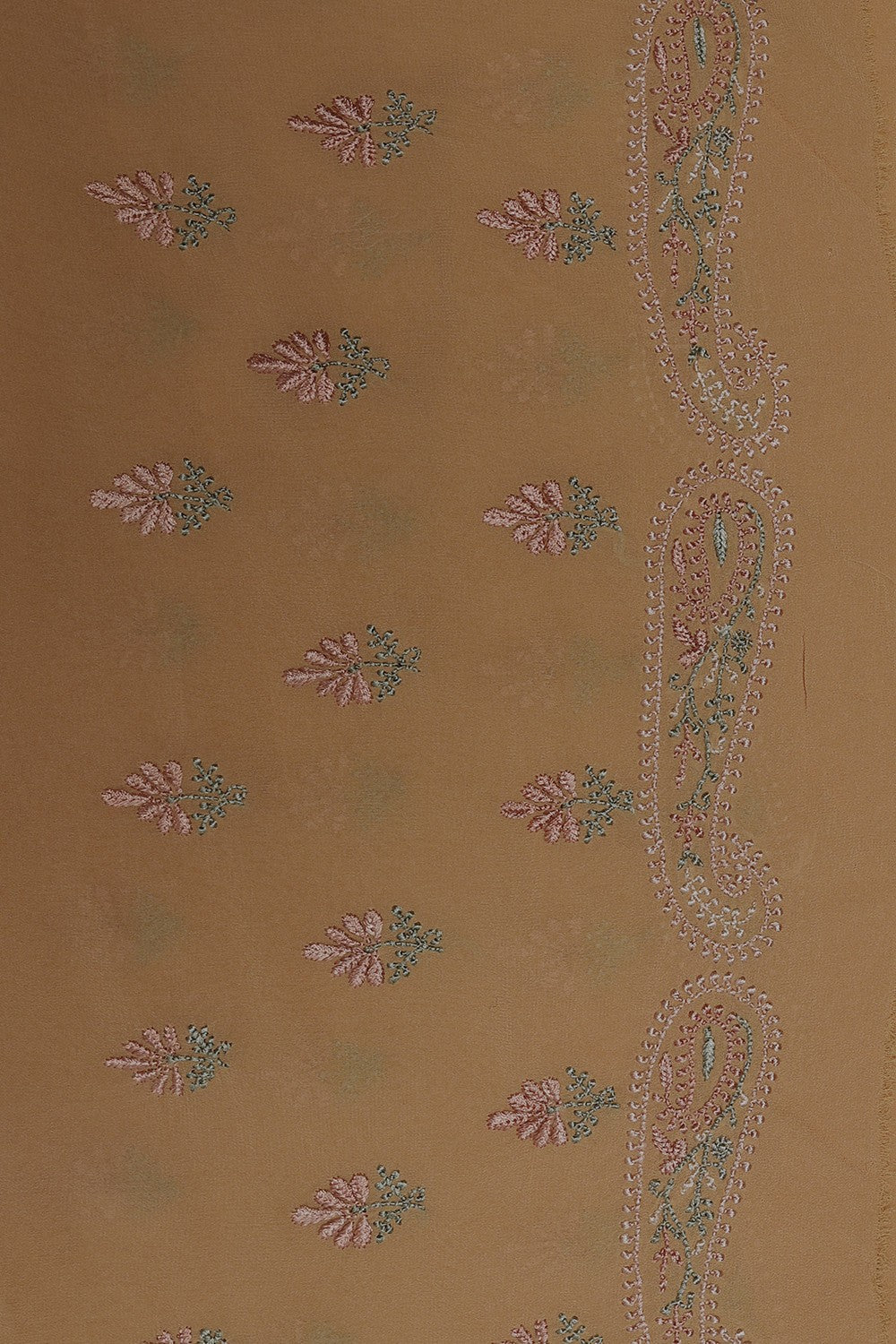Ada Hand Embroidered Carmel Brown Pure Georgette Lucknowi Chikankari Saree With Blouse- A600528
