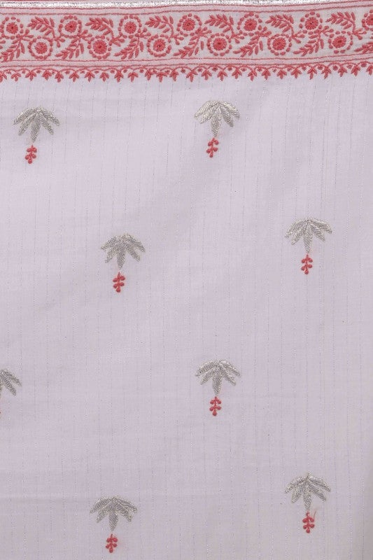 Ada Hand Embroidered Cream Cotton Lucknow Chikankari Kurta Piece A58134