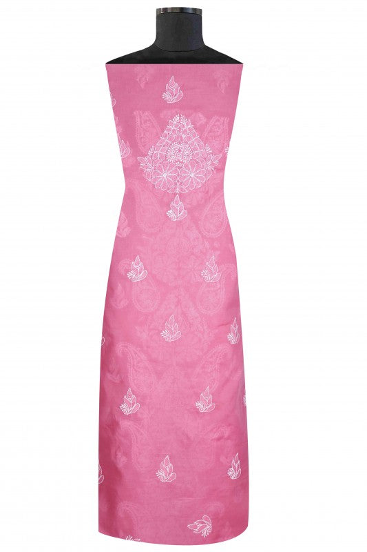 Ada Hand Embroidered Pink Cotton Lucknowi Chikan Unstitched Suit Piece A472826