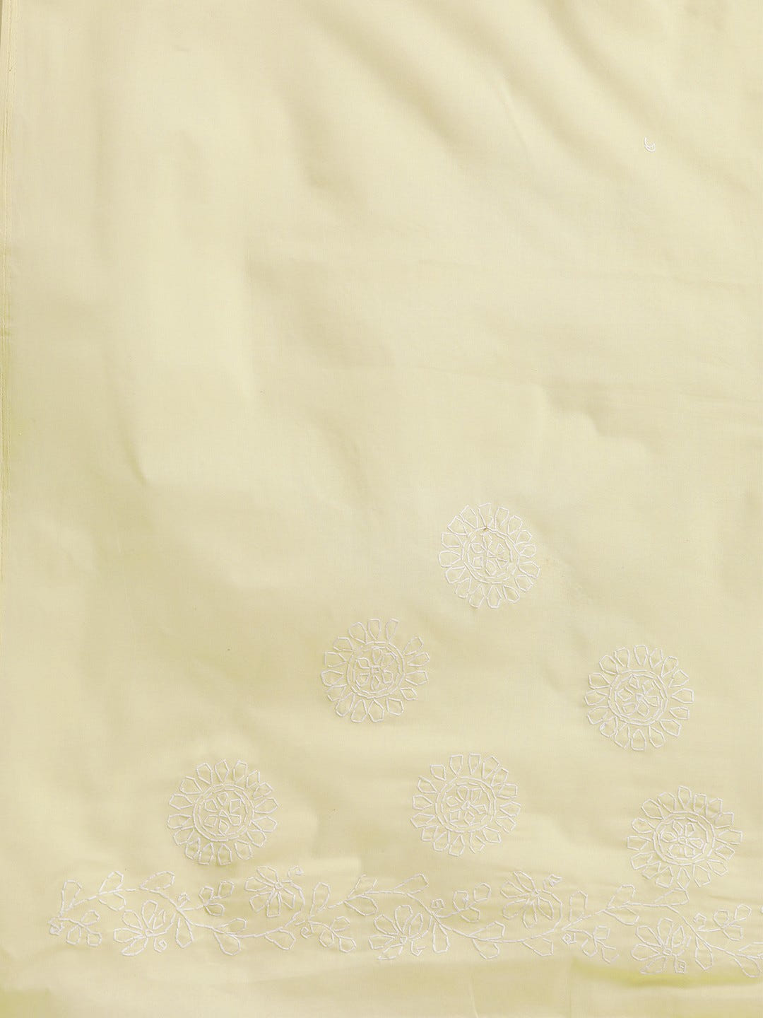 Ada Hand Embroidered Cream Cotton Lucknow Chikan Saree with Blouse- A100314