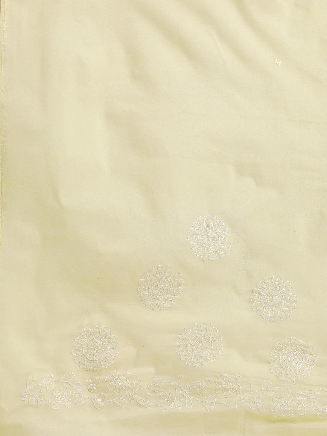 Ada Hand Embroidered Cream Cotton Lucknow Chikan Saree with Blouse- A100314