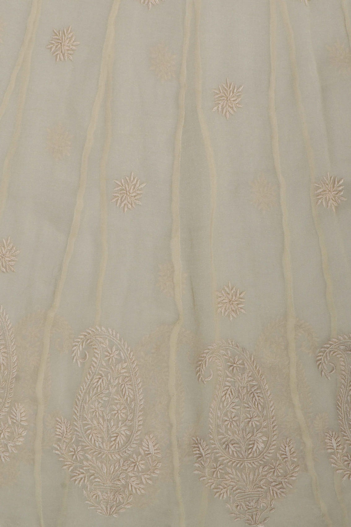 Ada Hand Embroidered ivory white Net Lucknowi Chikakari Semi-Stitched Anarkali Kurta A623179